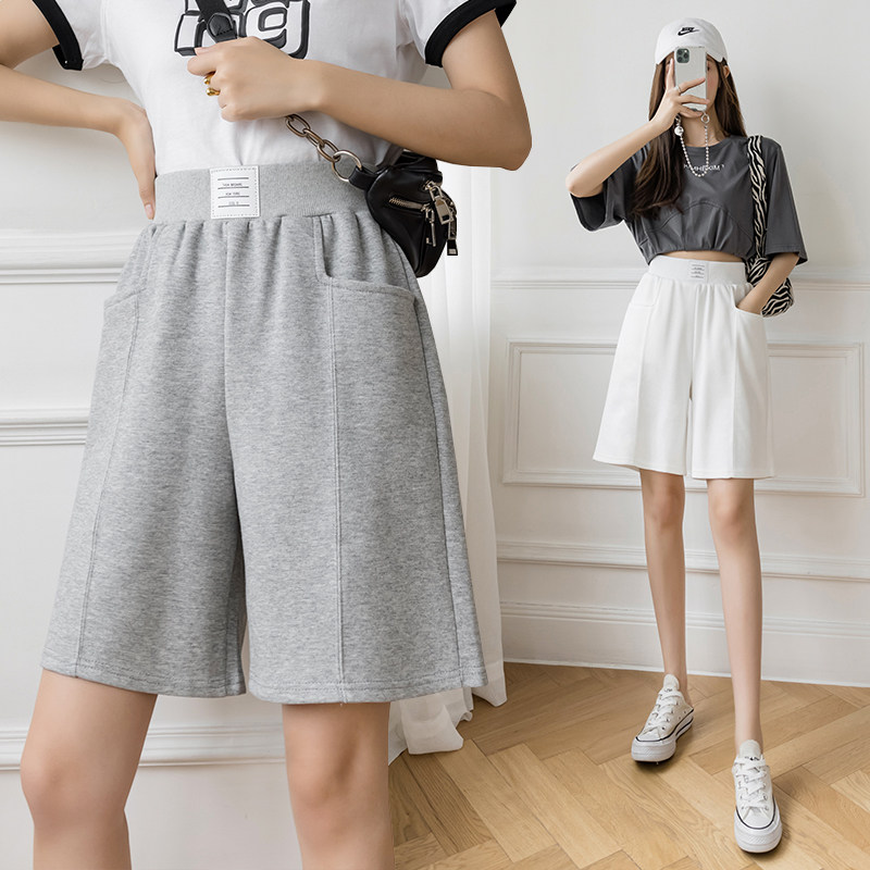 Sports pants woman 2022 Summer new elastic thin section High waist loose straight cylinder casual pants 50% shorts Sins