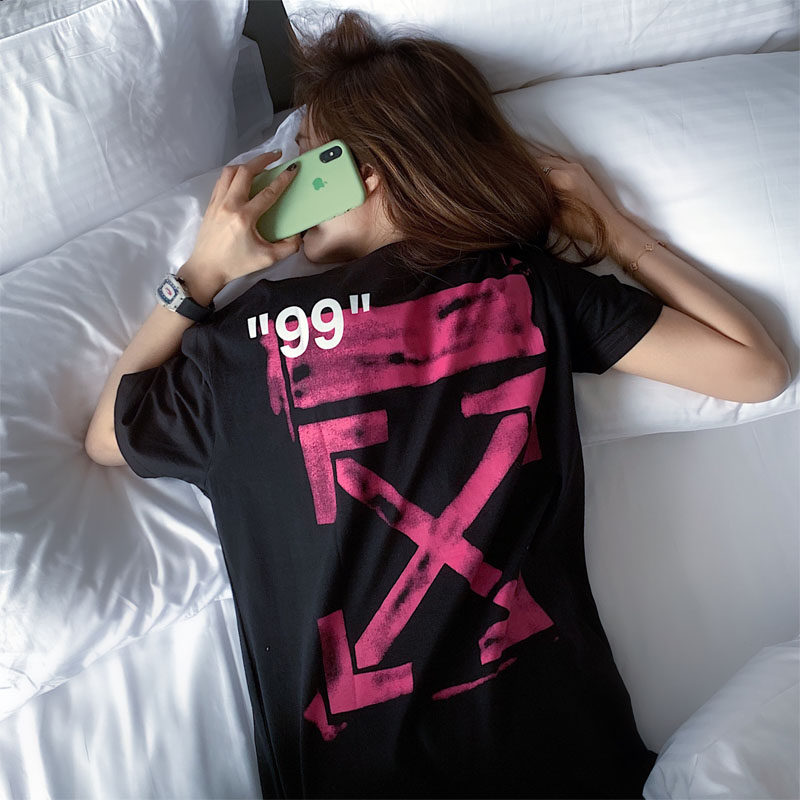 Boomer short sleeve T-shirt woman 2022 Summer graffiti Arrow pure cotton loose lovers large size for a long version of the undershirt