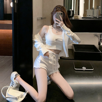 White sports vest womens outer wear 2022 summer new yoga fitness bra with short suspender top