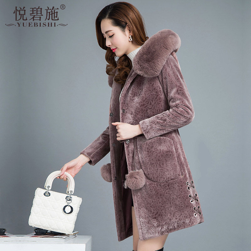 Mẹ cừu cắt coat nữ phần dài 2017 mới dày trùm đầu eo lông một thời trang áo lông thú