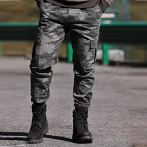 AlphaGym exclusive black camouflage print overalls autumn American hardcore elastic band pants