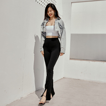 Alpha 2-meter leg god pants with open fork European and American sports pants street wind high waist-high hip and thin yoga long pants