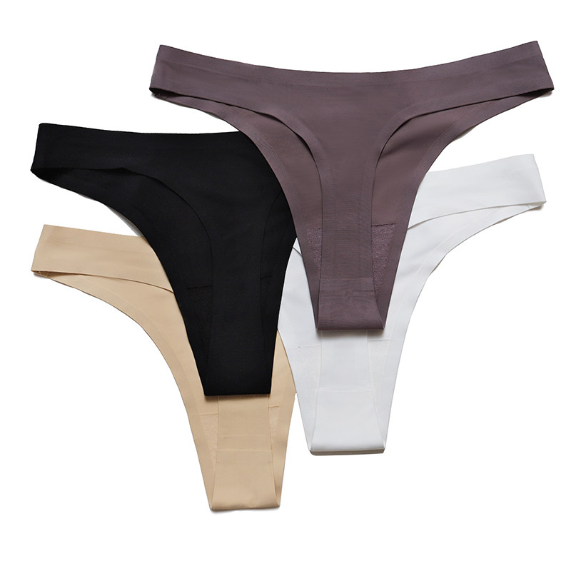 AlphaGym Ice silk incognito thong Low waist solid color stretch sports base fitness panties two pack