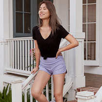 AlphaGym collection waist pocket V collar T-shirt female summer cotton light sensitive slip comfortable loose casual sports short sleeves