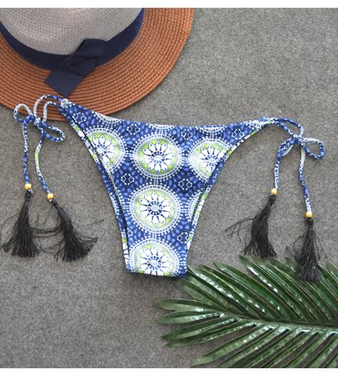 Quần short bikini thời trang mới 2018 tua rua màu ba điểm quần bơi nữ gợi cảm đồ bơi kín