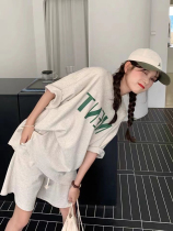 Han Edition Student Short Sleeve Shorts Loose Display Slim Tracksuit Womens Summer Fashion Casual Running Two Sets Tide