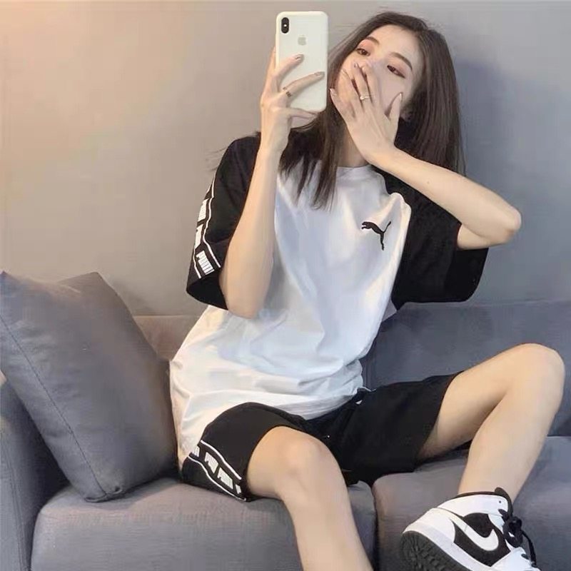 Sports suit women's summer short-sleeved shorts outer wear temperament fashion casual running clothes ins tide thin two-piece set