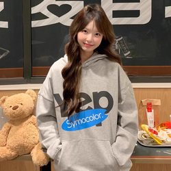 Preppy style Hooded Sweatshirt Women's Spring & Fall Thin 2025 New arrival Loose lazy style pullover Cotton Casual Outwear