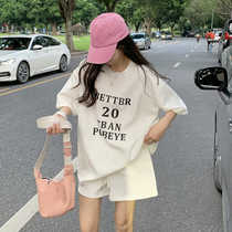 Han Edition Student Leisure Sports Suit Womens Summer Loose Display Slim Fashion Reduced Age Running Short Sleeve Shorts Two Sets