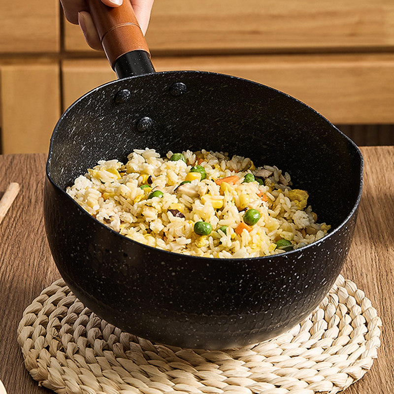 Japanese-Style Yukihira Pot with Handle and Lid, Genuine Non-Stick Aluminum Alloy for Frying and Cooking, Suitable for Home Kitchen Use, for Soup and Instant Noodles