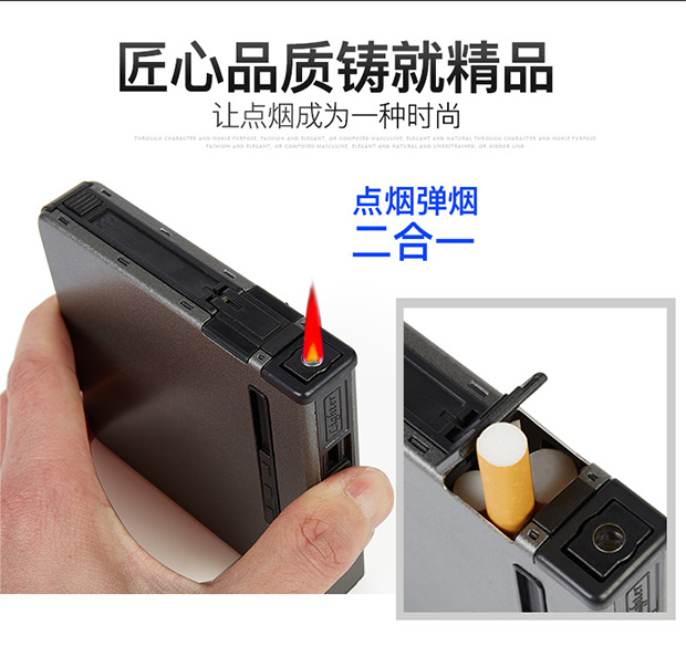 Bật lửa tích hợp bao thuốc lá 20 gậy cầm tay tự động cá tính sáng tạo siêu mỏng hợp kim nhôm thuốc lá nam - Bật lửa bật lửa đẹp giá rẻ