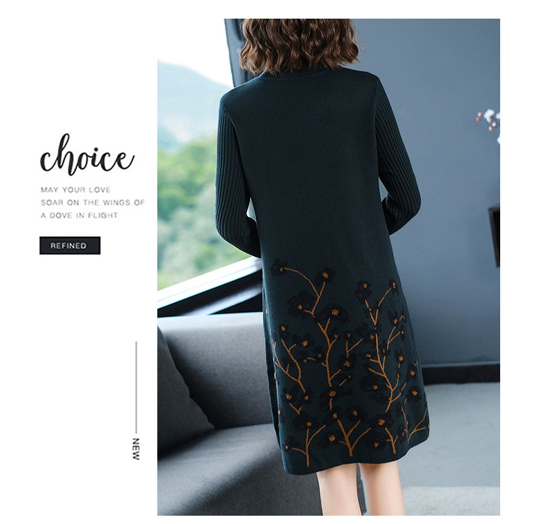 Шерстяное платье, длинное трикотажное платье, свитер, в западном стиле, средней длины, для среднего возраста 例韵 