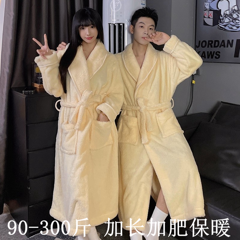 Extra Large Size 150kg Extra Long Nightgown for Men, Autumn and Winter Coral Velvet Pajamas for Women, Thickened and Warm, Couple's Lace-Up Dressing Gown Extra Large Size 150kg Extra Long Nightgown for Men, Autumn and Winter Coral Velvet Pajamas for Women, Thickened and Warm, Couple's Lace-Up Dressing Gown
