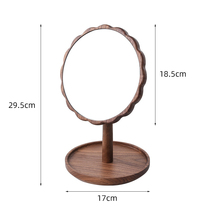 Solid wood makeup mirror round large mirror home desktop bedroom dressing table mirror high definition retro desktop princess mirror
