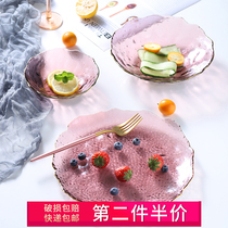 Nordic ins creative purple irregular gold edge glass fruit bowl salad dessert bowl net red bowl home