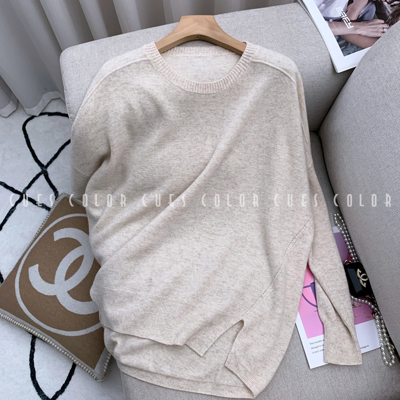 Cici Loose Oversized Lazy Style Knit Sweater for Women 2026 Autumn and Winter Plus Size Women's Pure Wool Outerwear Mid-Length Sweater