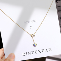 Love ring silver necklace female summer choker love heart type sterling silver ifashion light luxury niche color gold simple
