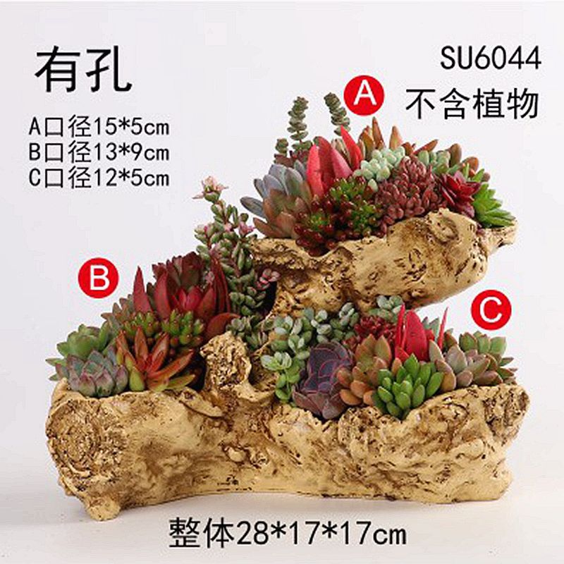 Imitation wood household more meat flowerpot more than creative move of large diameter long square plant flower POTS of ceramics