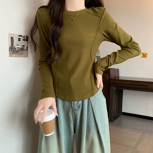 Демисезонный бархатный базовый приятный телу лонгслив, увеличенная толщина