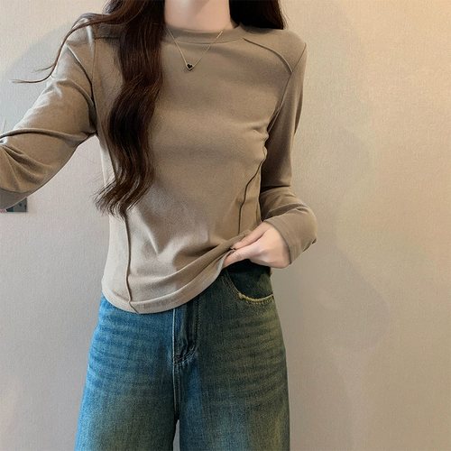 Демисезонный бархатный базовый приятный телу лонгслив, увеличенная толщина