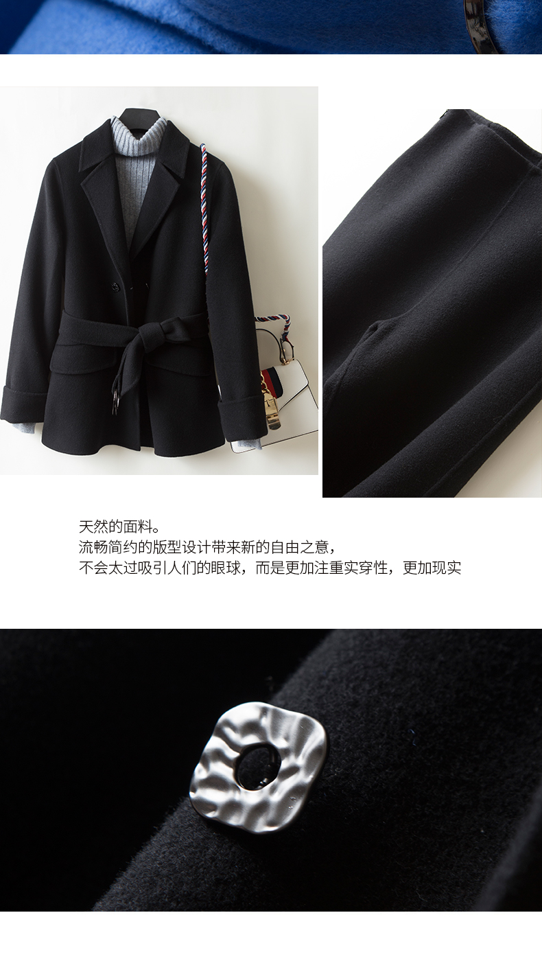 Anti-season 2018 mới len cashmere phù hợp với thời trang hai mặt len ​​mùa thu áo khoác ngắn quần hai dây - Bộ đồ thời trang nữ