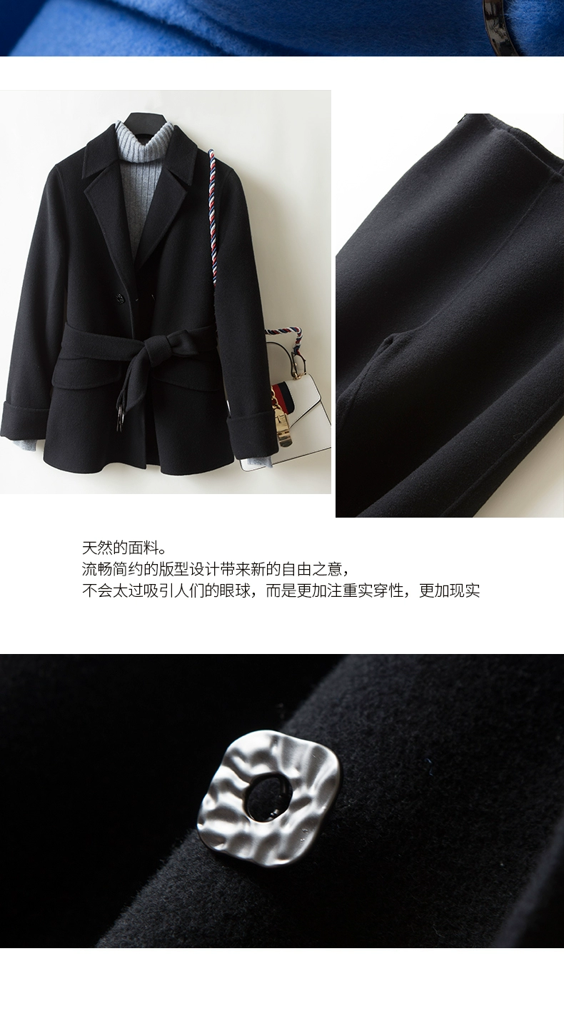 Anti-season 2018 mới len cashmere phù hợp với thời trang hai mặt len ​​mùa thu áo khoác ngắn quần hai dây - Bộ đồ đồ bộ ống rộng