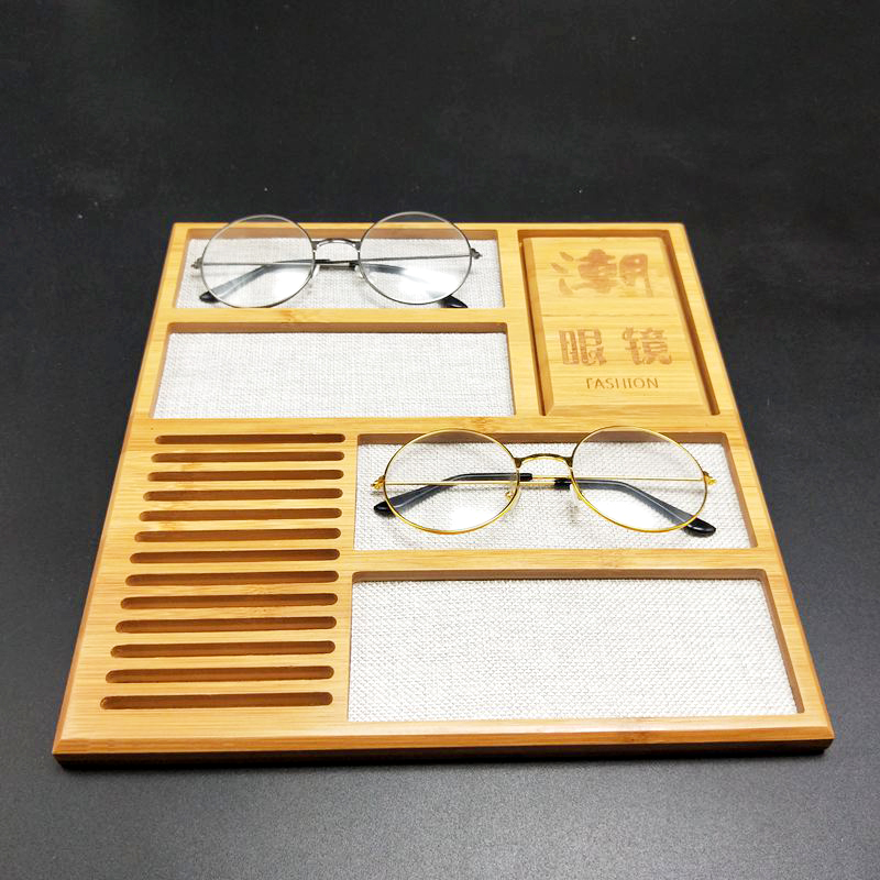 Overpaid glasses display tray storage box container display frame optical shop decoration fast fashion bamboo wood tide products