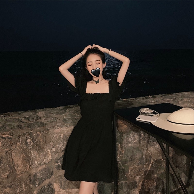 Original Ai 2022 summer new fashion French waist-closing temperament show thin ruffled small man dress woman