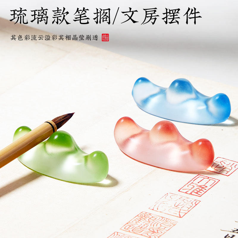 ガラス製のペン立て、クリエイティブなペーパーウェイト、書道用筆立て、かわいいペン立て、書道用筆立て。