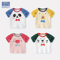 Boy short-sleeved T-shirt boys baby clothes cotton 3 newborn half-sleeve summer thin baby coat summer Women