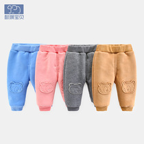 Male baby plus velvet pants big pp pants warm Haren pants female children Winter pants newborn baby padded cotton pants winter