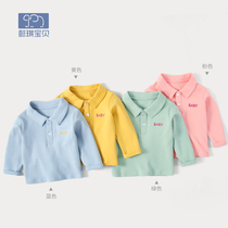 Baby Polo Shirt Pure Cotton Female Newborn Compassionate Spring Autumn Clothes 1 Year Old Baby T-Shirt Long Sleeve Spring Dress Undershirt Man