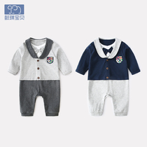 Newborn one-piece clothes pure cotton female baby out for spring and autumn holidays Two male baby clothes spring dress Long sleeves Harvest
