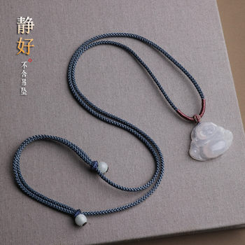 Handmade lanyard safety buckle rope gold jade buddha jade necklace rope beeswax small pendant boutique adjustable pendant rope