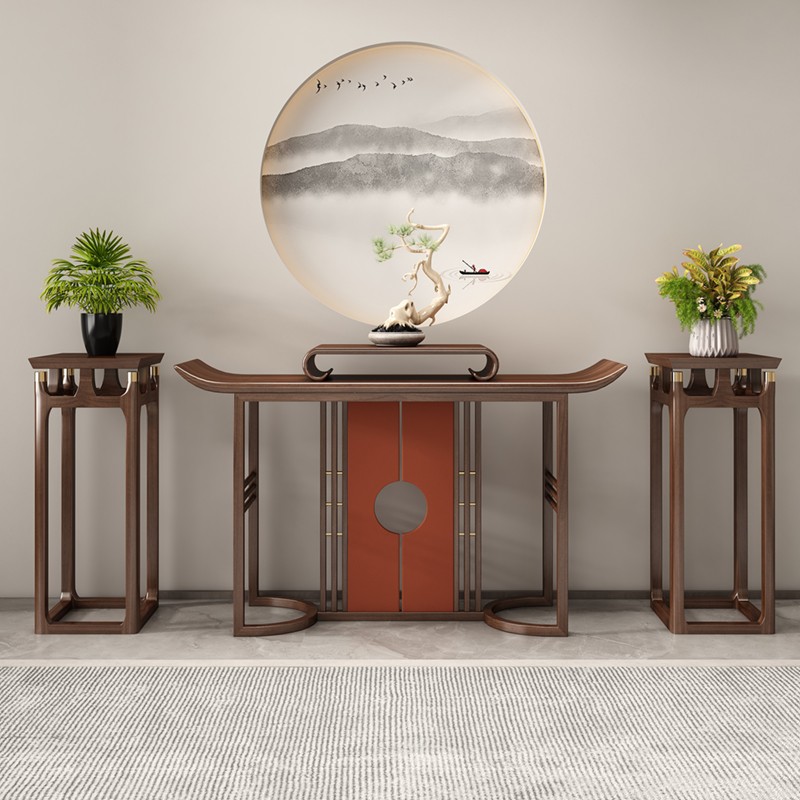 New Chinese-style porch entrance hall entry porch table solid wood supply table against the wall strip case ebony wood porch cabinet end view table