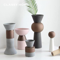 Modern light luxury Nordic simple geometric abstract sand glaze vase Flower vase Entrance TV cabinet creative decorative ornaments