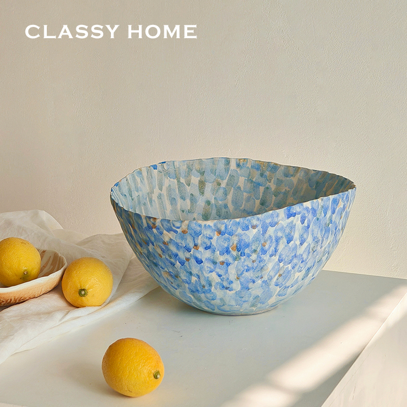 Original Pottery by the Artist [Monet's Garden] Handmade Fruit Plate and Flower Vessel, Wabi-Sabi Style, Suitable for Guesthouse Dining Room Decoration and Gift Giving
