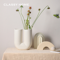Modern simple Morandi U-shaped ceramic flower Ware Nordic luxury Vase ornaments living room Model Room soft decorations