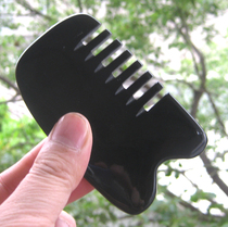 Natural buffalo horn boutique holographic meridian six teeth scraping comb Massage comb Scraping plate rounded corners