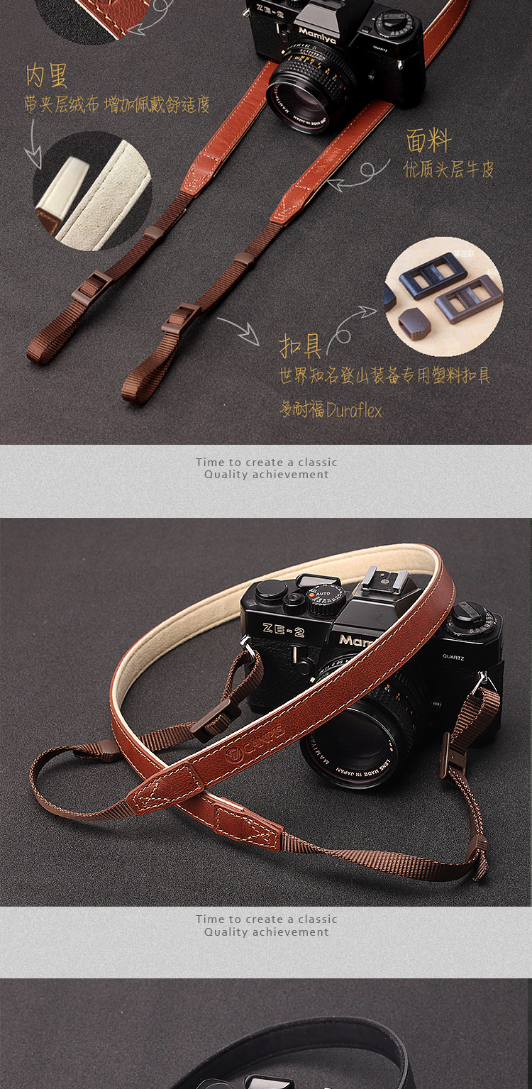 CANPIS dây đeo da handmade SLR kỹ thuật số máy ảnh micro dây đeo đơn camera da retro Halter Phổ - Phụ kiện máy ảnh DSLR / đơn chân chụp ảnh