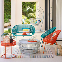 Outdoor open-air casual minimalist tables and chairs combined garden patio terrace sunrise room light luxury outdoor vine chair