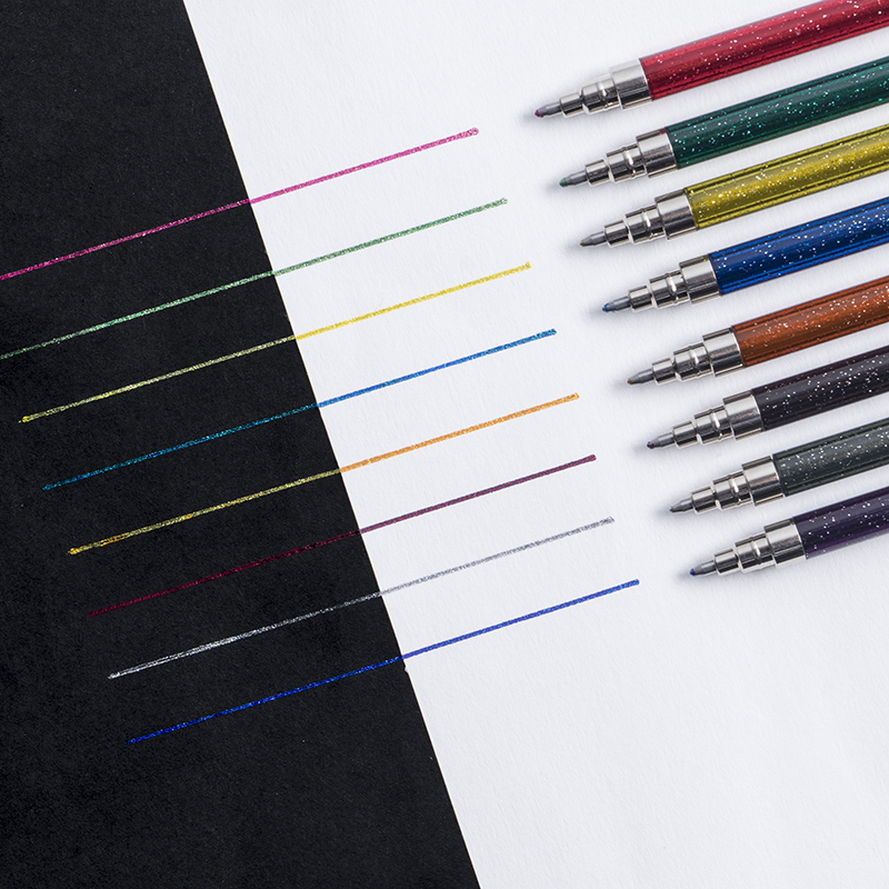 Dongmi Hyun color pen Metallic hand account pen set starry sky 1 0mm color pen Gel pen Girl girl heart cute powder Creative Korean literature and art small fresh students take notes(8 pcs)