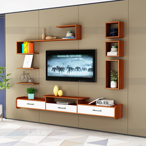 Creative simple TV wall Solid wood TV cabinet Living room shelf combination film and television wall multi-function storage partition