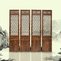 Dongyang wood carving screen folding screen Antique Chinese antique double-sided carved hollow solid wood entrance partition