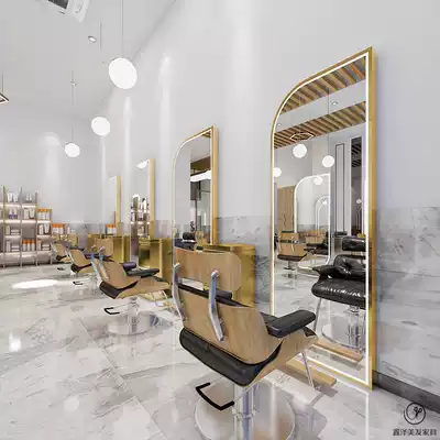 Net red shop mirror hairdressing shop mirror salon special with lamp on the floor hairdressing mirror hairdressing double mirror tide model
