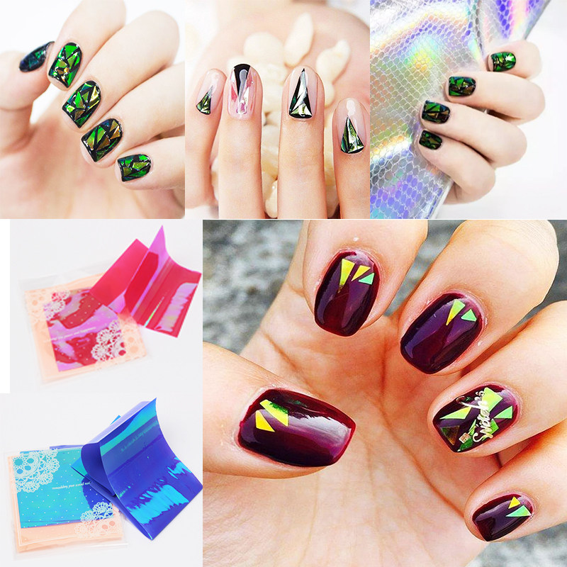 2015 Exploits the Japan-ROK Phantom Beauty Chia Irregularly Broken Glass Platinum paper Mirror Sticker Nail auricure paper Auris Glazed