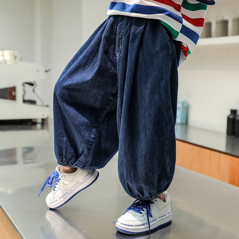Boy Pants 2021 Summer New Loose Children Light Cage Pants Handsome Boy Anti-mosquito Pants Casual 90% Pants