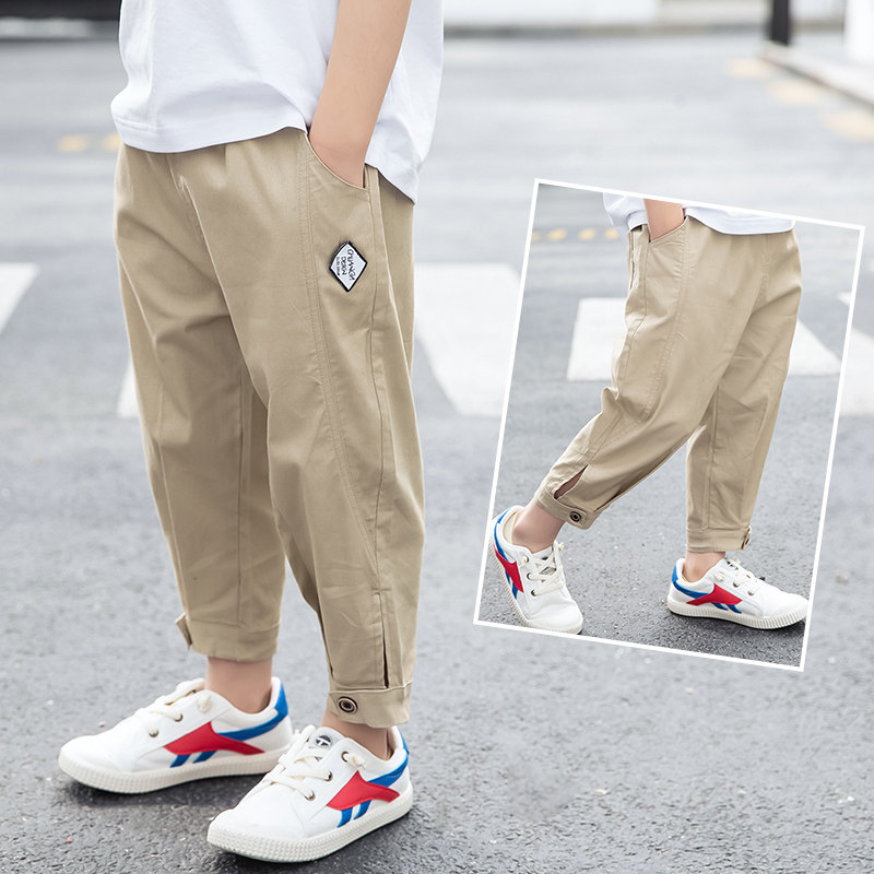 Boys' pants cotton summer dress 2022 new Western style loose children's nine-point pants Korean version of the big children's thin tide pants