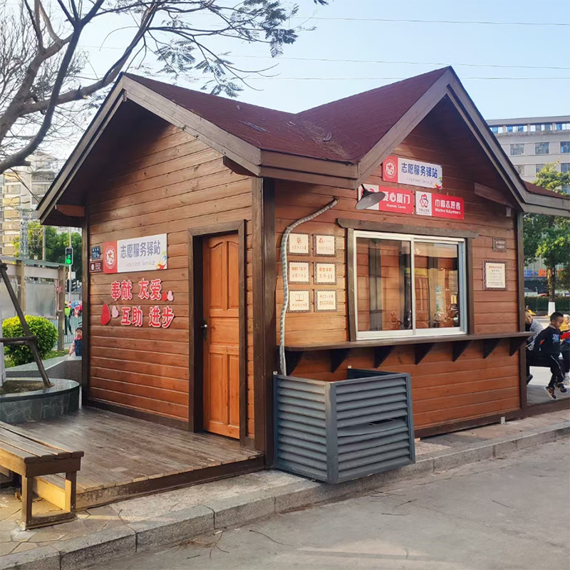 Outdoor preservative wood kiosk scenic area ticket booth security post outdoor log cabin homestay mobile convenience store