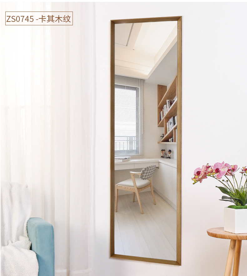 Gương gỗ ốp gương treo tường gương toàn thân gương nữ nhà phòng ngủ treo quần áo cửa hàng lắp gương gương sàn - Gương gương giả cổ